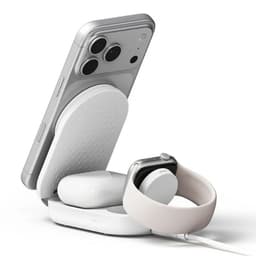 Stand de Carga Inalambrica Ringke Qi2 25W 3 en 1 Magnetico Plegable Blanco