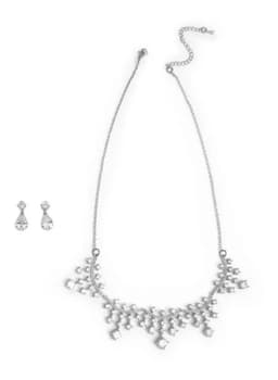 Set De Collar Y Aros De Fiesta Mujer Princesa Diana Plateado