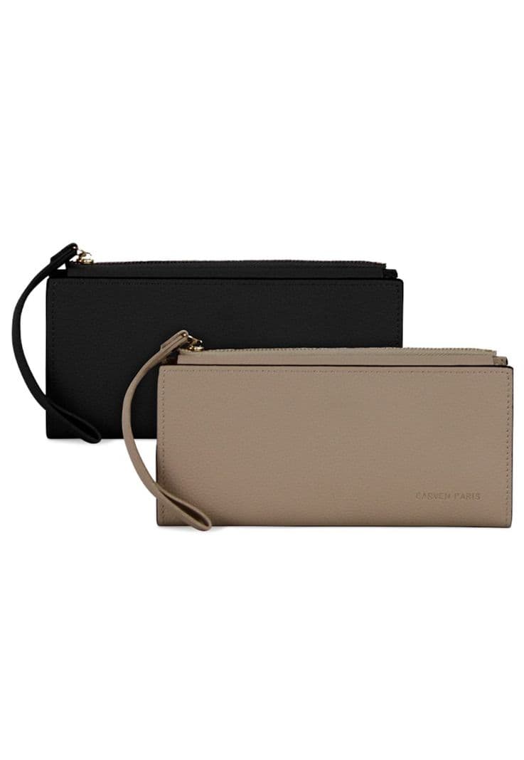 2 Billeteras de mujer Delia negra y taupe Carven Negro