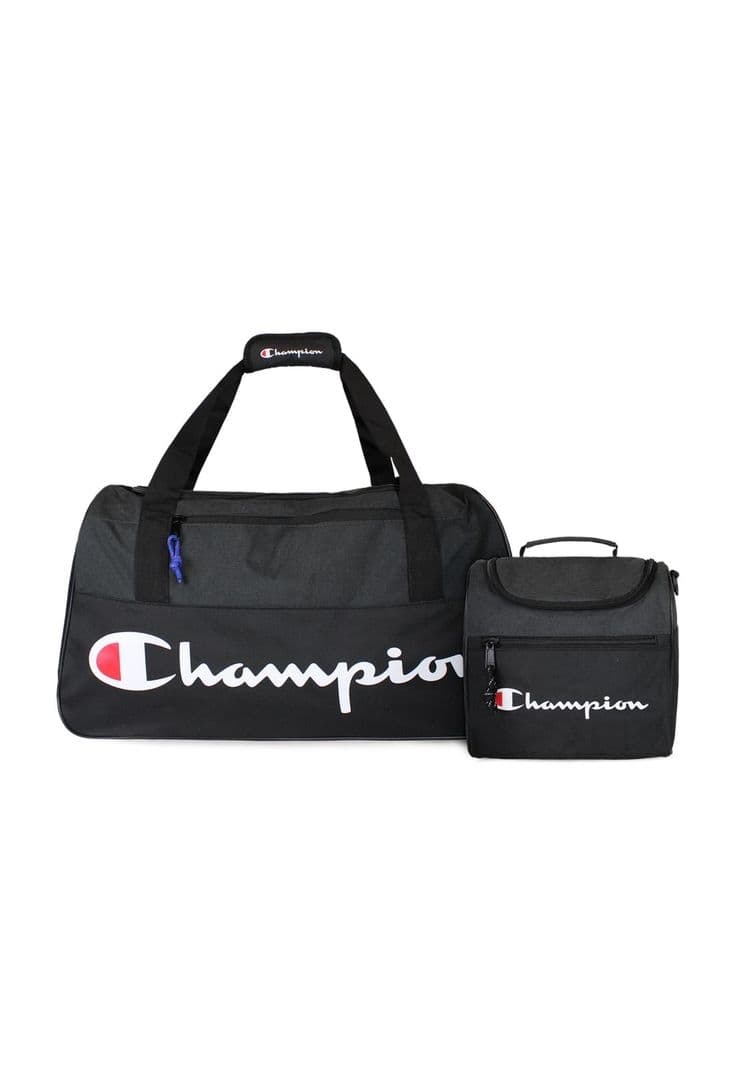Pack Champion bolso Atlanta 45lts + Lonchera Oxford negra Negro