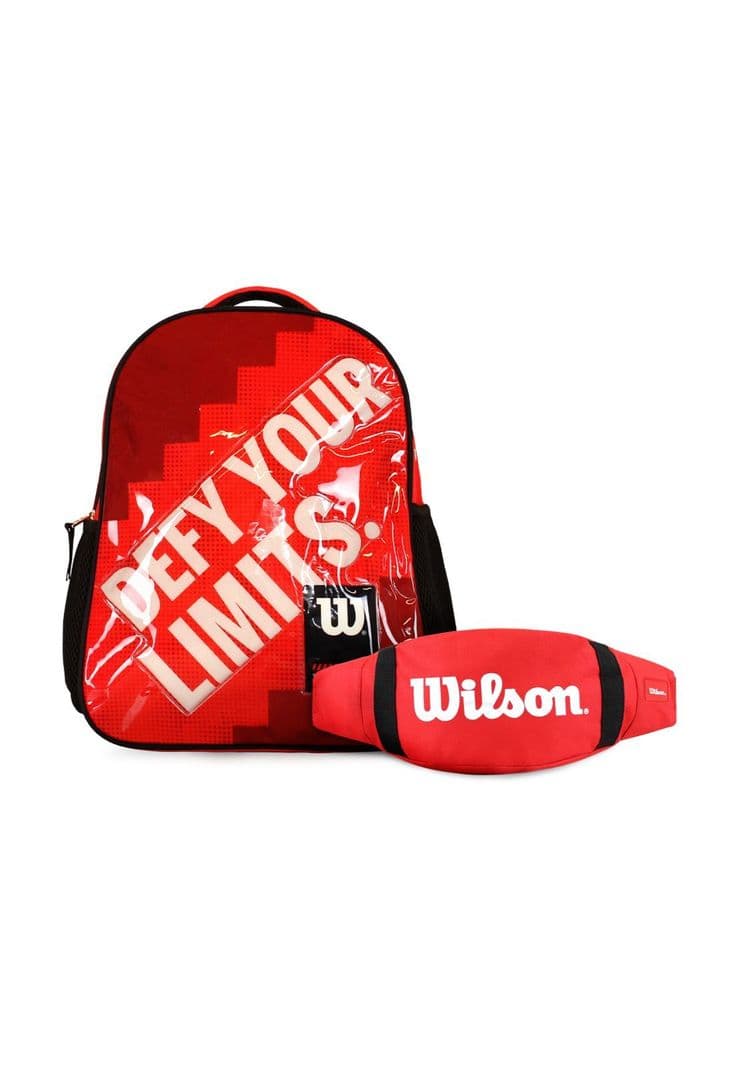 Pack Wilson mochila infantil Logan Rojo + banano Oval rojo