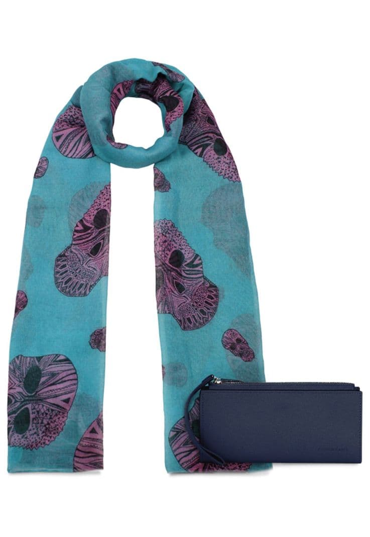 Pack Billetera Delia azul + Panuelo Omani turquesa Carven