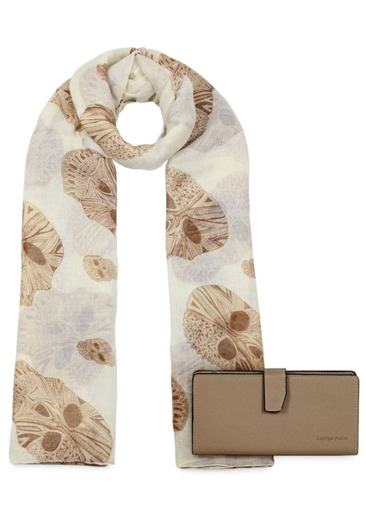 Pack Billetera Vesta taupe + Panuelo Omani beige Carven Cafe