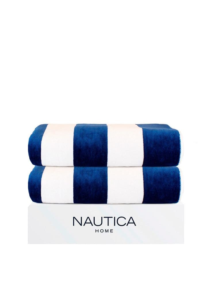 2 Toallas de Playa Nautica Home 100% algodon 163x81cm CABANA azul marino