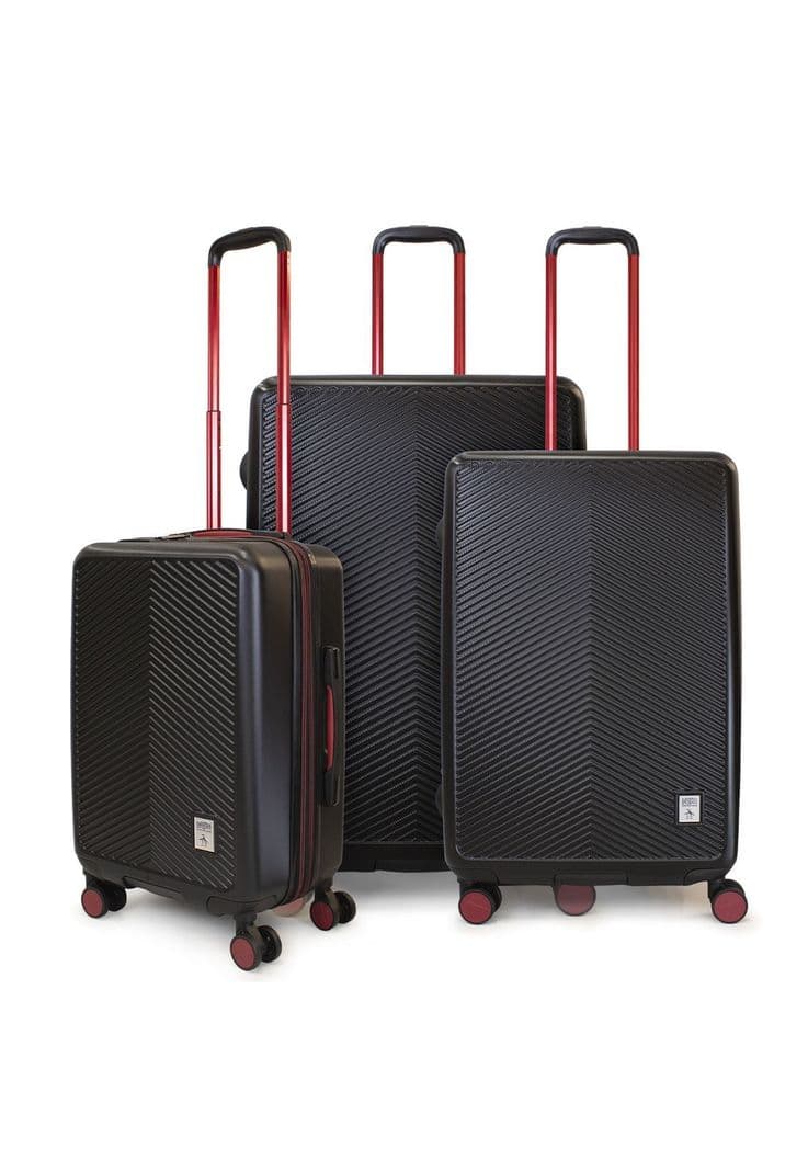 Set 3 Maletas Cabina Mediana Grande Marsella negra con rojo Penguin Negro L