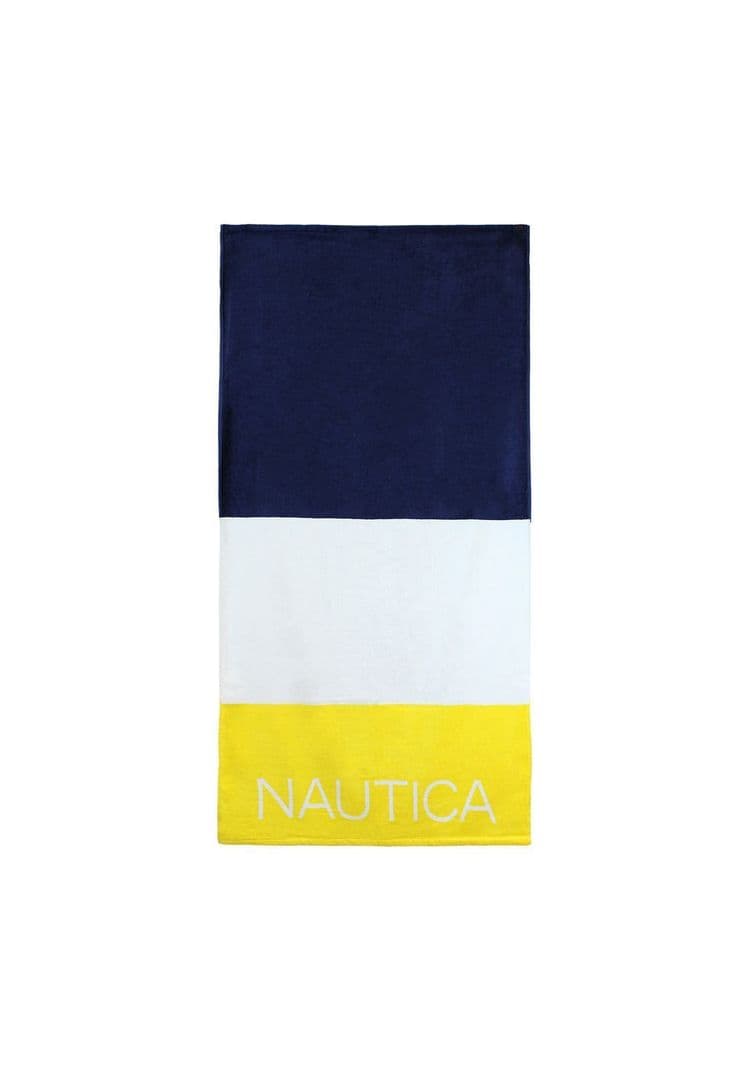 Toalla de playa Nautica Home 100% Algodon 160x80 diseno tricolor Amarillo XL