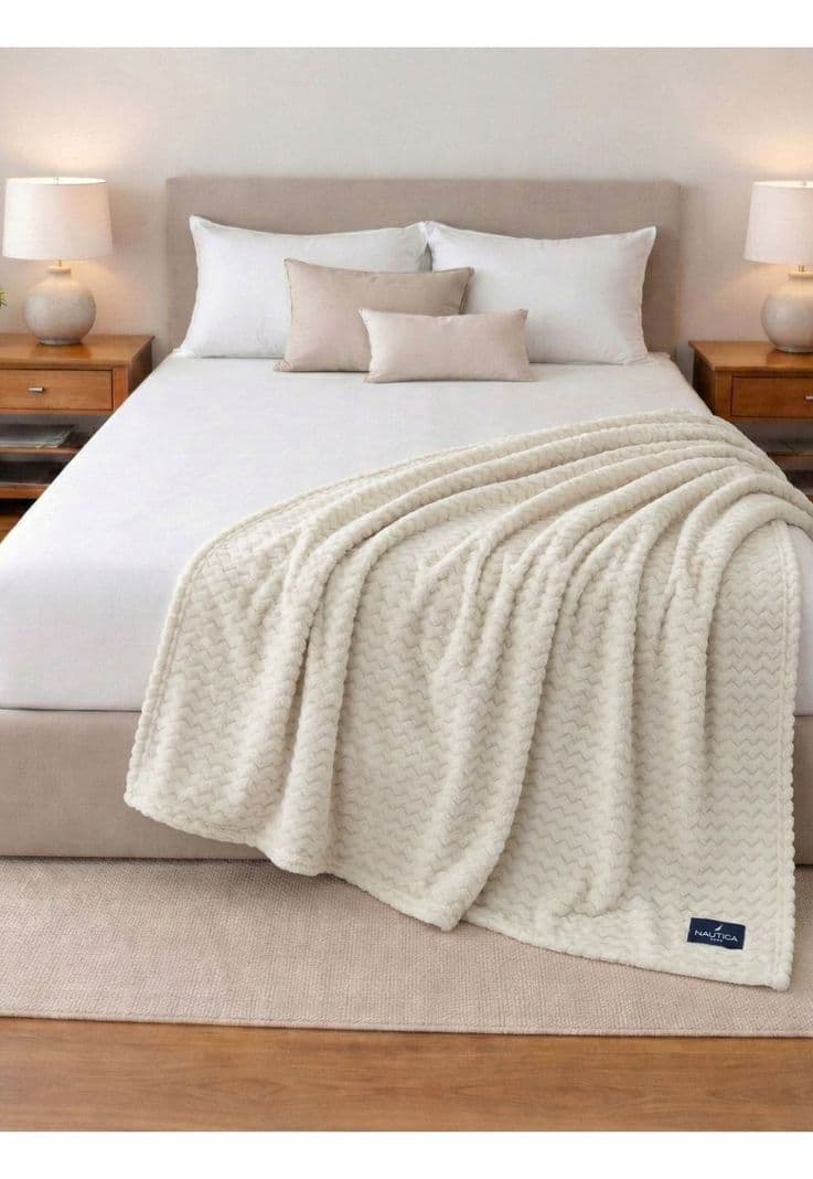 Manta de Cama Nautica Home Jacquard Franela suave 127x178cm Gris