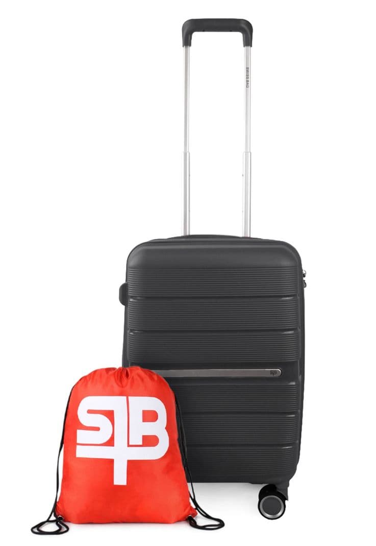 Maleta cabina Xpos gris + Morral de regalo Swiss Bag S