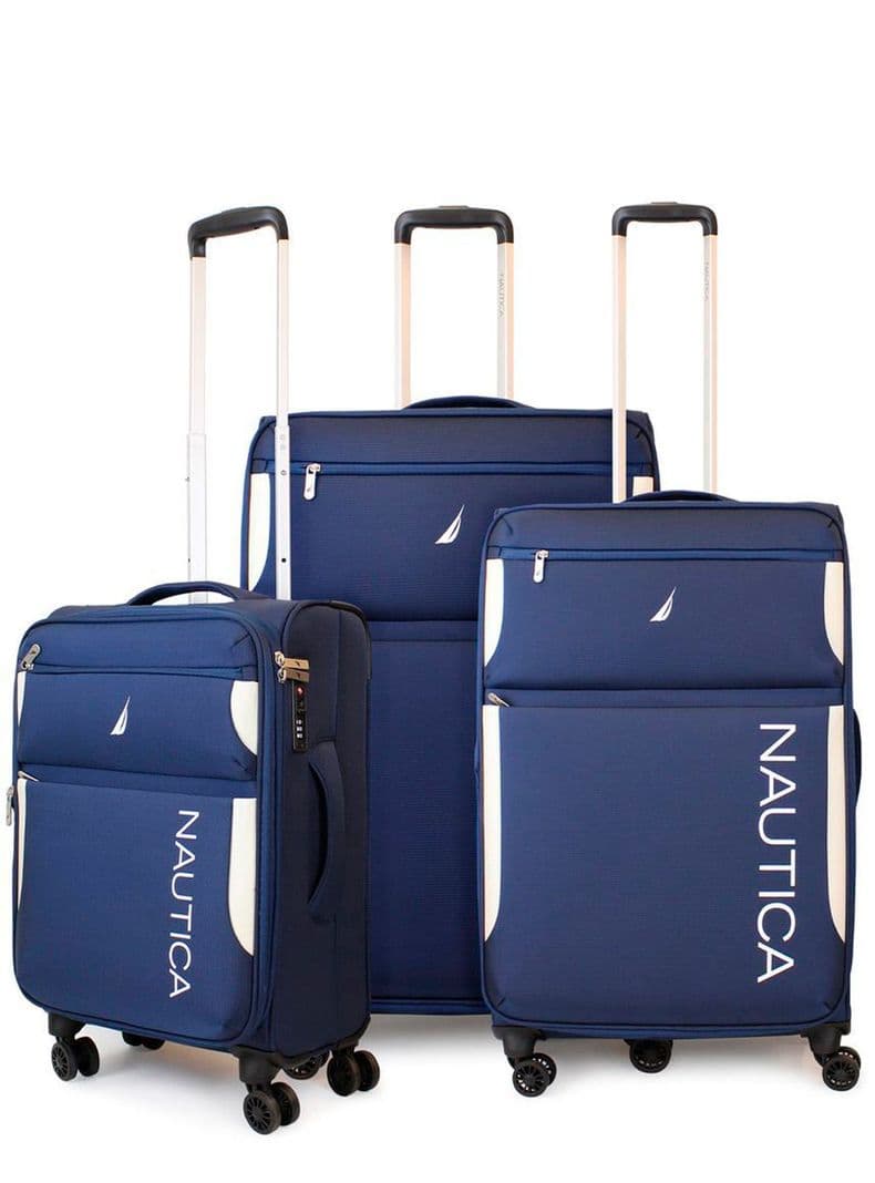 Set de 3 maletas blandas de tela S+M+L Nautica Marbella azul
