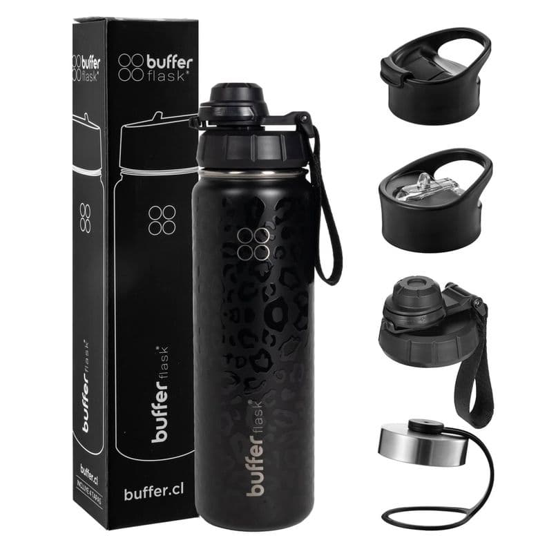 Botella Termica Agua Buffer Acero Inoxidable + Tapas 700ml Gris Oscuro