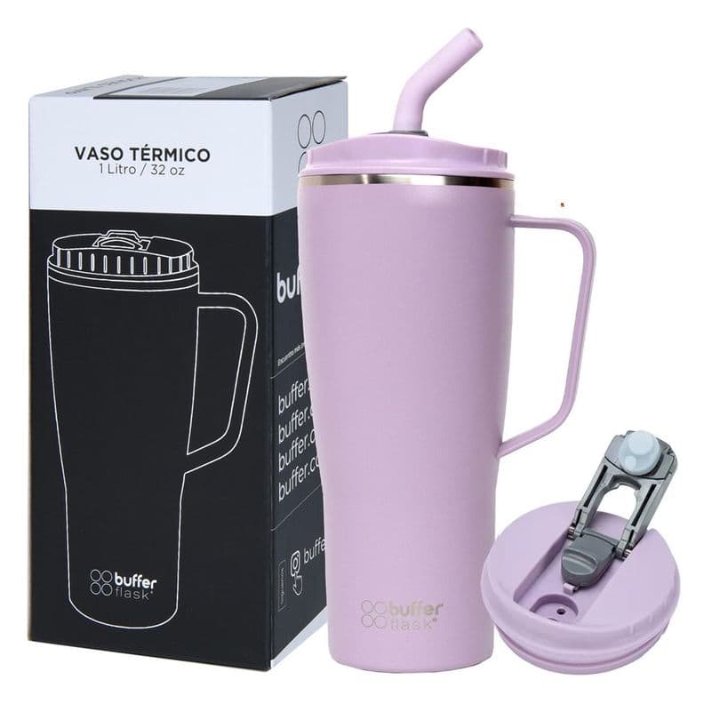Vaso Termico Mug Buffer 1Lt Acero Inox Frio Calor Purpura