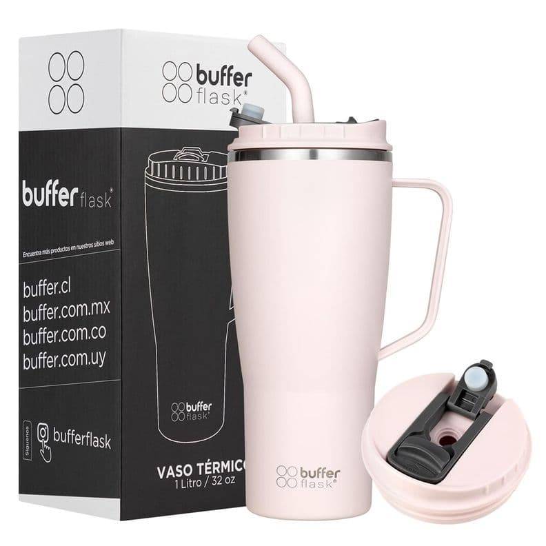 Vaso Termico Mug Buffer 1Lt Acero Inox Frio Calor Palo Rosa