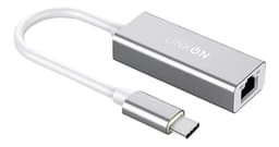 Adaptador Usb c a Rj45 Linkon Lan Ethernet 10/100/1000 Mbps Gris