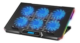 Base Ventilador Notebook Enfriador 6 Fans LCD RGB Hasta 17" Negro