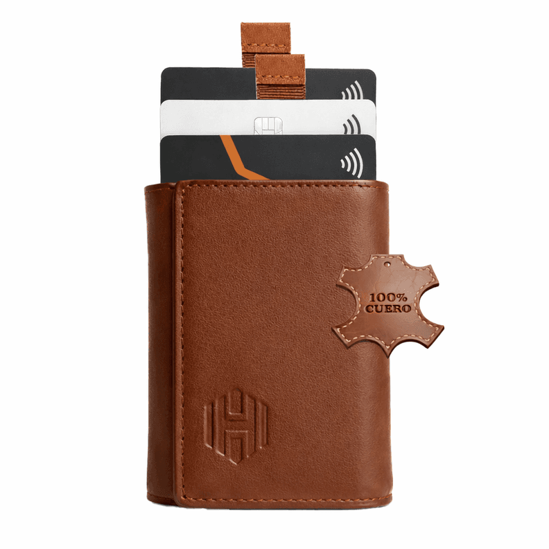Billetera Hombre Hardley Tarjetero de Cuero Cafe