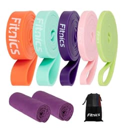 Bandas Elasticas Resistencia Fitnics Set + Toalla Microfibra Naranjo