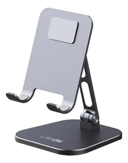 Soporte Base Porta Celular Para Ipad Tablet Escritorio Alumi Gris Oscuro