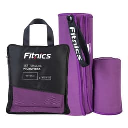 Toalla De Microfibra Set X2 Fitnics 120x60 + 80x30 + Estuche Lila