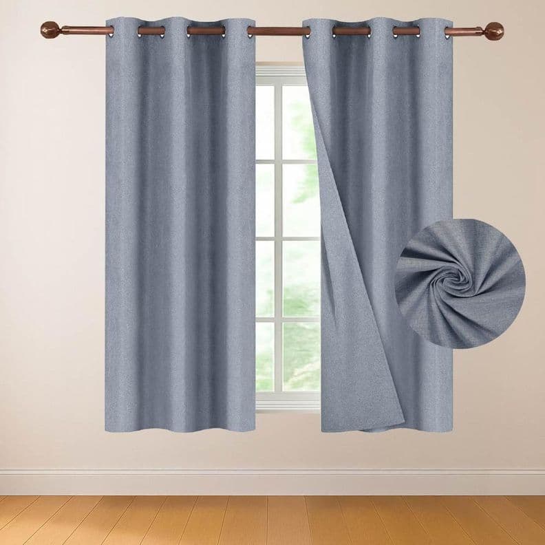 Cortina 100% Blackout 160x107 Casatua Look Lino Set 2 Panos Azul