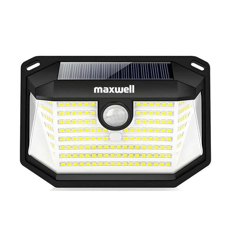 Foco Solar Maxwell 178 Led Exterior Pared Unitario + Sensor Luz Calida Amarillo