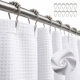 Cortina Bano Ducha Impermeable CasaTua Con Iman y Forro Blanco