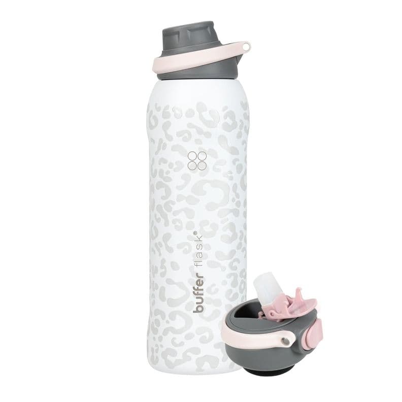 Termo Agua Botella Termica Buffer Acero Inoxidable 1L +Tapas Blanco