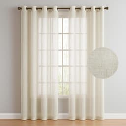 Cortina Velo Visillo 2 Panos 140x220cm Textura Lino Casatua Crema