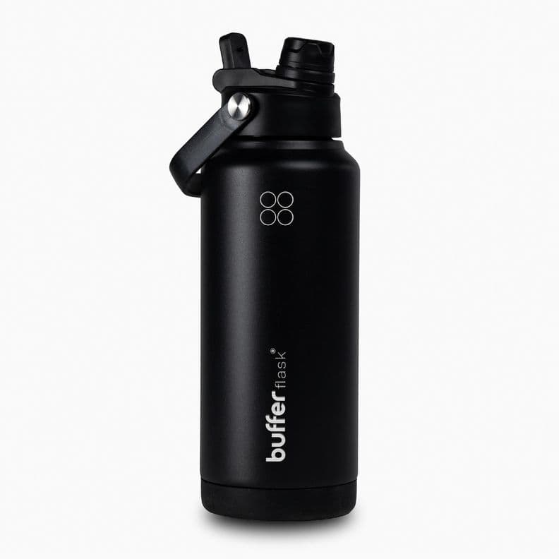 Termo Botella Agua Termica Buffer Flask Acero Inox 1L 2 en 1 Negro