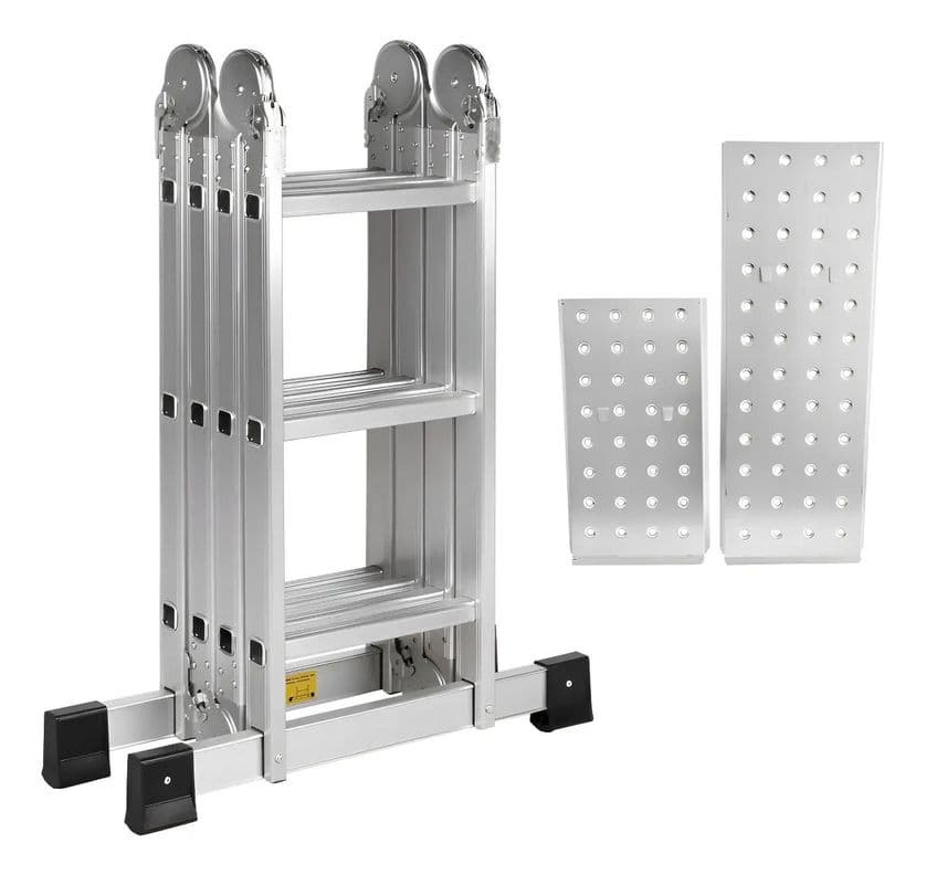Escalera Multiproposito Alum 12 Peldanos 3,5m + 2 Plataforma Gris