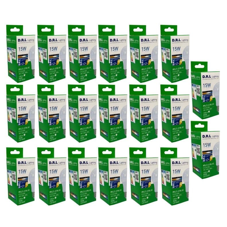 Pack 20 Ampolleta Drl Led A60 15w 1200lm 3000k Calido Pack 20 Blanco Calido Amarillo