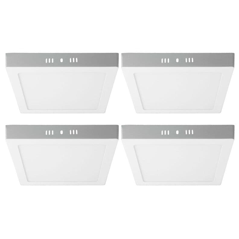 Pack 4 Panel Led Foco Plafon Sobrepuesto Cuadrado 18w Fria Blanco