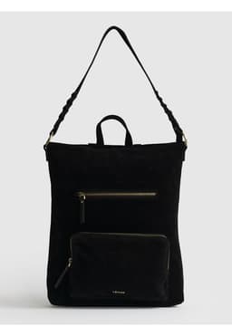 Cartera Mochila Notebook Fake Suede Negro