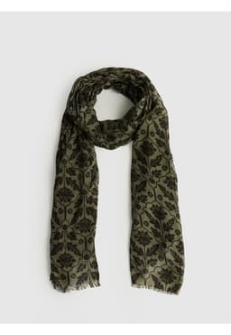 Estola Estampado Flores Boho Verde