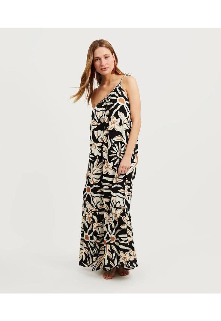 Vestido Paradiso Largo Un Hombro Beige S