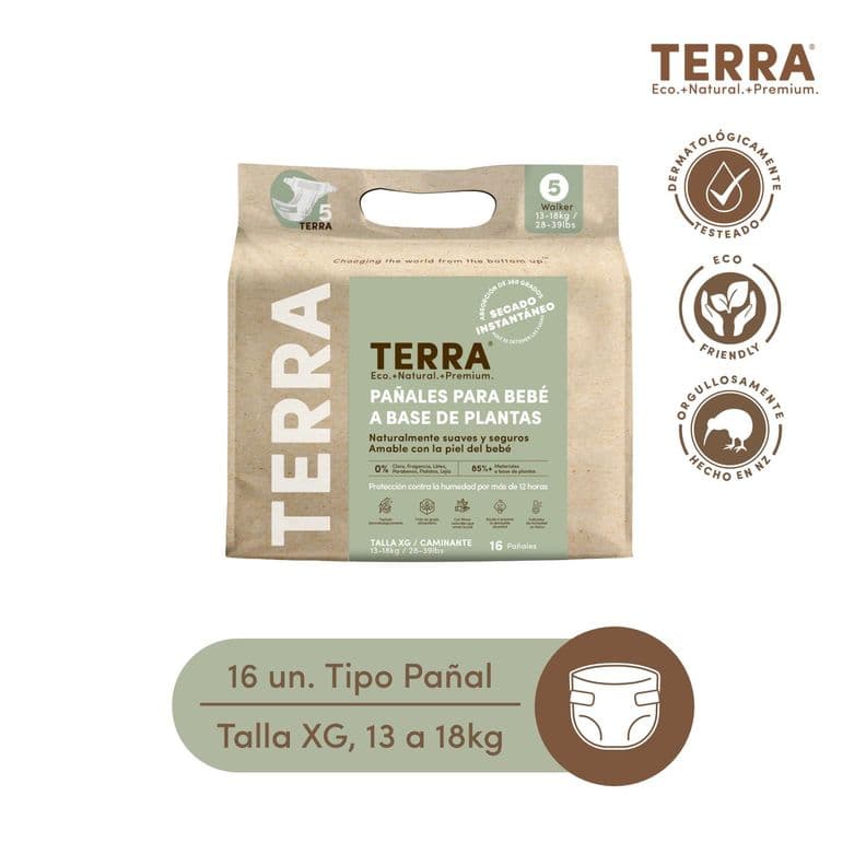 Panales Biodegradables Terra Talla XG 16 uns XL