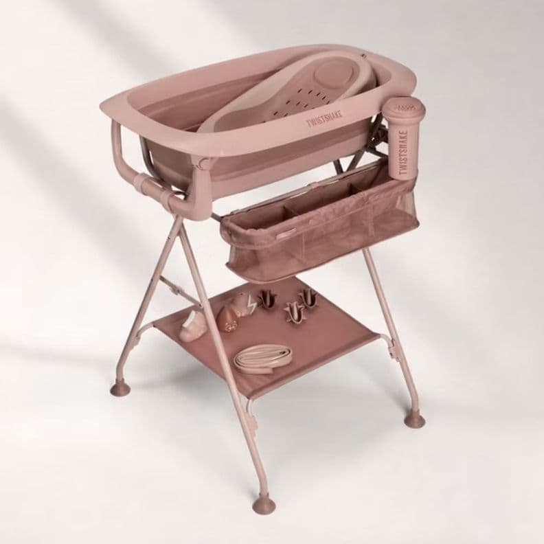 Pack de lujo para bebes banera con base y asiento Twistshake rosada Rosado