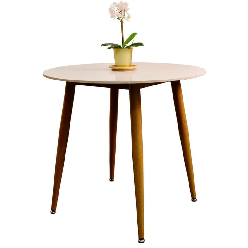 Mesa de Comedor Redonda de Cuarzo Calacatta Soft 80cm de Diametro Blanco