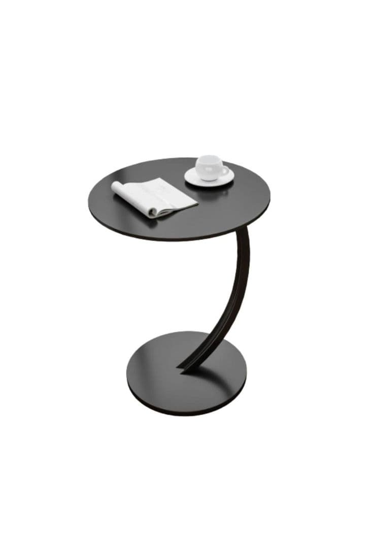 Mesa Redonda Living Lateral, Mesa Auxiliar diseno marmol Chic Home Negro