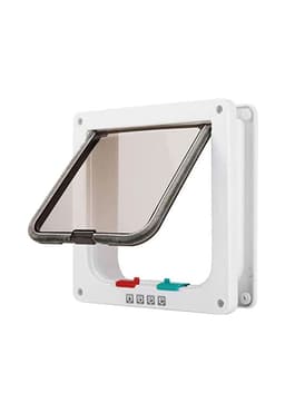 Puerta Exterior Pequena Para Perro Gato Mascota Talla S Blanco