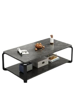 Mesa rectangular doble nivel marmolada ChicHome Negro