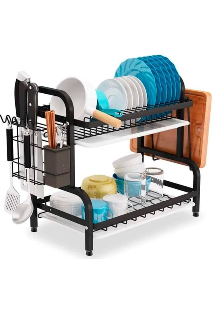 Secador Escurridor De Loza Platos 2 Niveles Negro