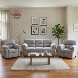 Juego de living Deco 3-1-1 Lino Gris Claro