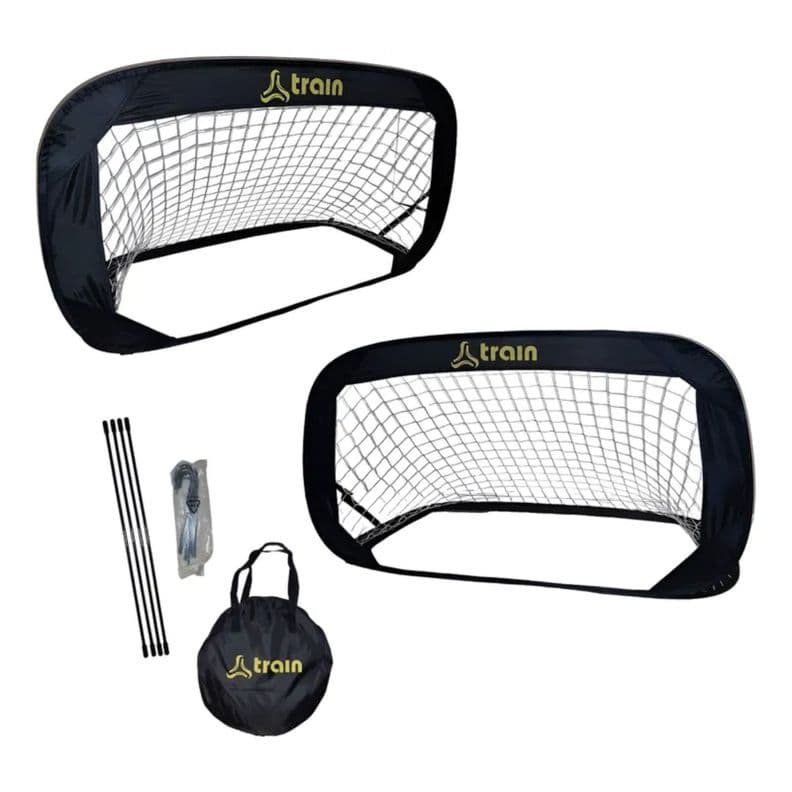 Set 2 Arcos Futbol Plegables Portatil Train con Funda Negro