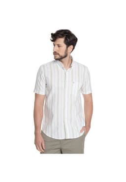 CAMISA HOMBRE MANGA CORTA LINO LISTADA CANTABRIA Verde XL