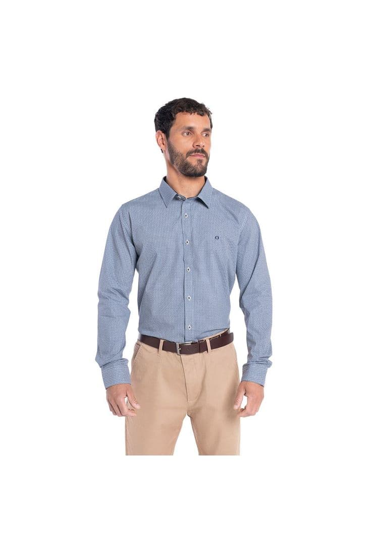 CAMISA MANGA LARGA TREVIRA ESTAMPADA HOMBRE SEVILLA. Azul S