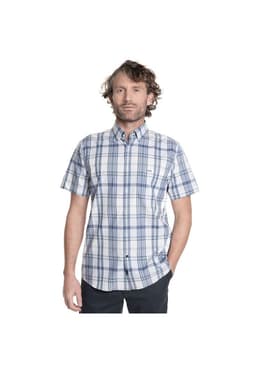 CAMISA HOMBRE MANGA CORTA ESCOCESA RADIO CITY. Celeste 2XL