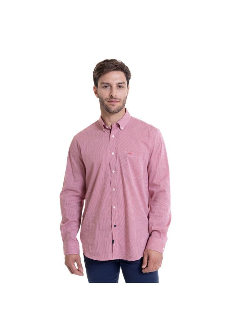 Camisa Bronx Micro Cuadro Regular Fit Rojo M
