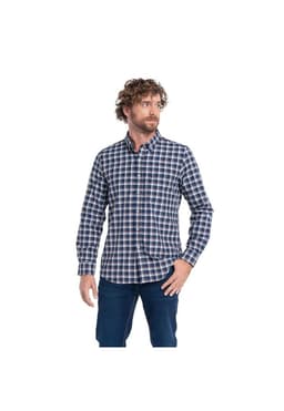 CAMISA MANGA LARGA OXFORD CUADROS HOMBRE LEON. Azul Marino XL