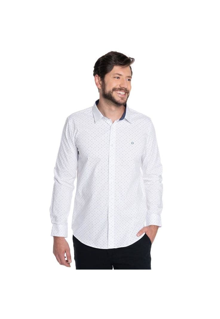 CAMISA HOMBRE CASUAL MANGA LARGA ESTAMPADA SEVILLA Blanco S