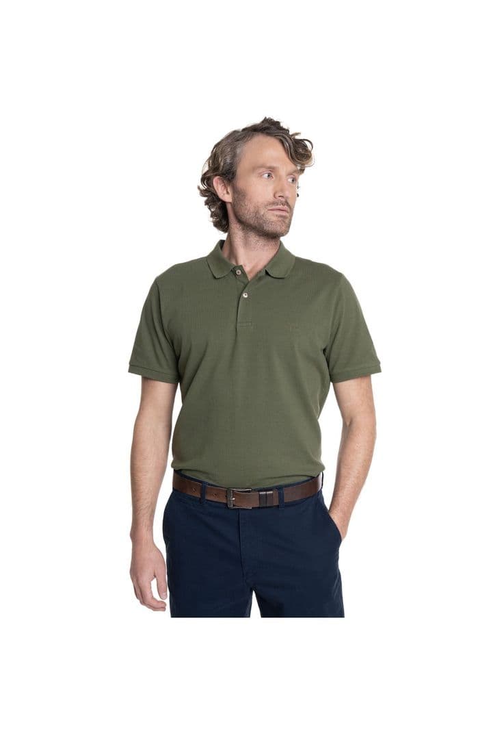 POLERA HOMBRE PIQUE MANGA CORTA LISA HUMPTONS. Verde Oscuro M